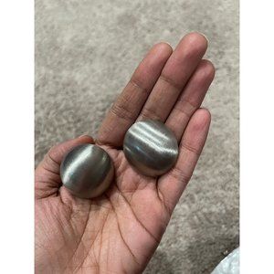 Big Silver stud earrings statement bold large round metal chunky shiny stud